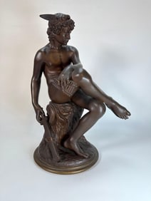 BRONZE SCULPTURE "SEATED MERCURY" | "RASTENDER MERKUR"