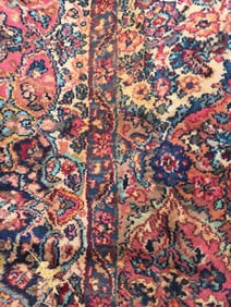 VINTAGE MULTICOLOR PANEL WOOL RUG SQUARE ROOM SIZE