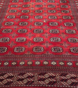 VINTAGE ROOM SIZE BOKHARA HAND-KNOTTED WOOL RUG TRADITIONAL RED TURKMEN TEKKE GUL