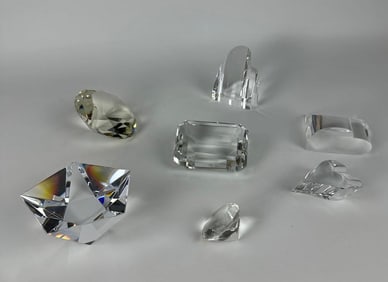 MIXED STEUBEN LOT - HEARTS AND DIAMONDS GEMSTONE-SHAPED CRYSTAL PAPERWEIGHTS LOT