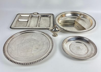 TIFFANY & REED & BARTON STERLING SILVER TRAYS GADROON-STYLE STERLING SILVER TRAYS
