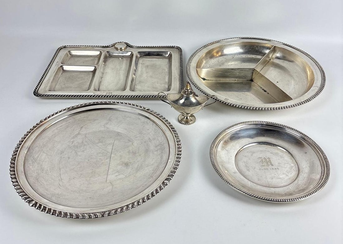 TIFFANY & REED & BARTON STERLING SILVER TRAYS GADROON-STYLE STERLING SILVER TRAYS (1 of 10)