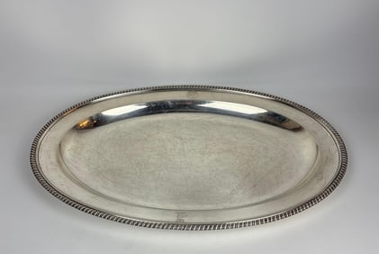 GEORGE III 1789 GADROONED STERLING SILVER OVAL SERVING TRAY | ROBERT SHARP