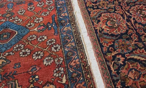 ONE VINTAGE TRIBAL RUNNER AND ONE COORDINATING SCATTER RUG