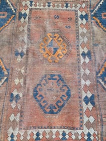 VINTAGE ANTIQUE ANATOLIAN KILIM RUG/MAT WITH BOLD GEOMETRIC PATTERN AND EARTH-TONE COLORS