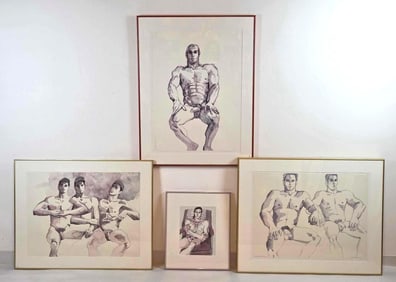 GROUP OF FOUR ERIC BELLMANN SIGNED MALE NUDE WATERCOLORS