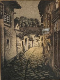 EUROPEAN STREET SCENE ETCHING
