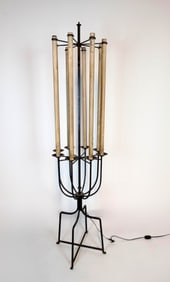 ICONIC TOMMI PARZINGER EIGHT-LIGHT IRON CANDLE-FORM FLOOR LAMP 1945