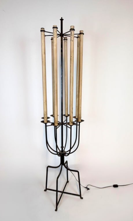 ICONIC TOMMI PARZINGER EIGHT-LIGHT IRON CANDLE-FORM FLOOR LAMP 1945 (1 of 7)