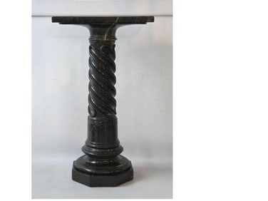 VERDE ANTICO SPIRAL TWIST MARBLE PEDESTAL WITH OCTAGONAL BASE AND RECTANGULAR TOP