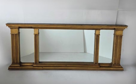 SIX FOOT LONG GILT WOOD NEOCLASSICAL MANTEL MIRROR