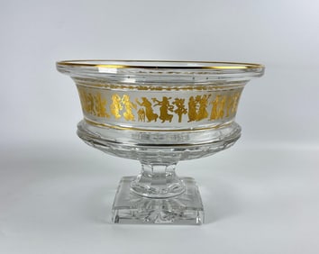 RARE LARGE VAL SAINT LAMBERT DANSE DE FLOR BORODINE GILT CRYSTAL VASE URN CENTERPIECE | LEON LEDRU