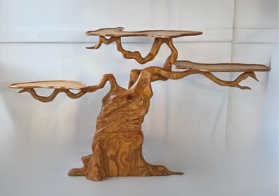 JOHN DINARO ORGANIC TREE FORM THREE TIER CONSOLE SCULPTURE