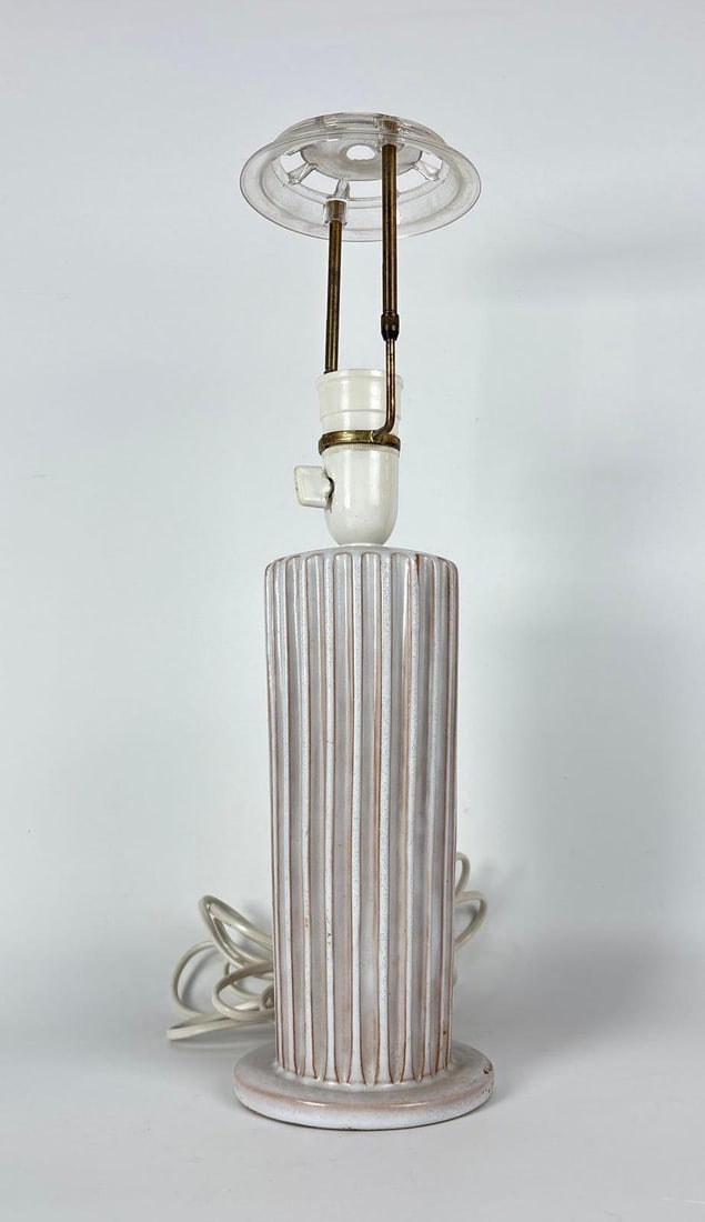 RARE VINTAGE SCHOLLERT CERAMIC RIBBED TABLE LAMP DENMARK (1 of 6)