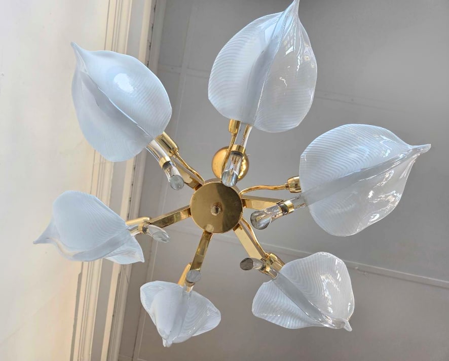 FRANCO LUCE MURANO CALLA LILY CHANDELIER (see sconces LOT 3) (1 of 19)