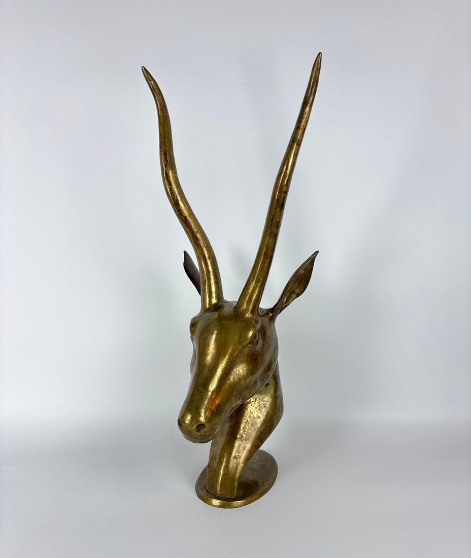 BRASS GAZELLE BUST SCULPTURE (1 of 7)