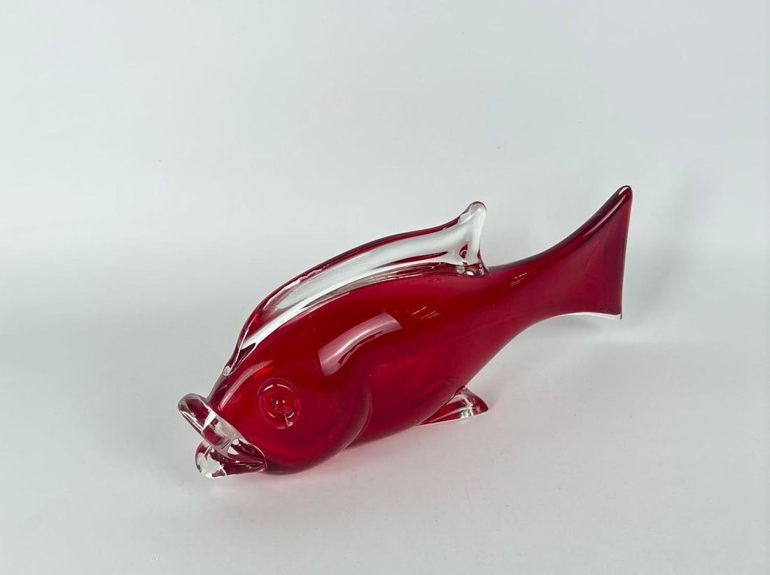 RUBY RED MURANO ART GLASS FISH SCULPTURE (1 of 7)