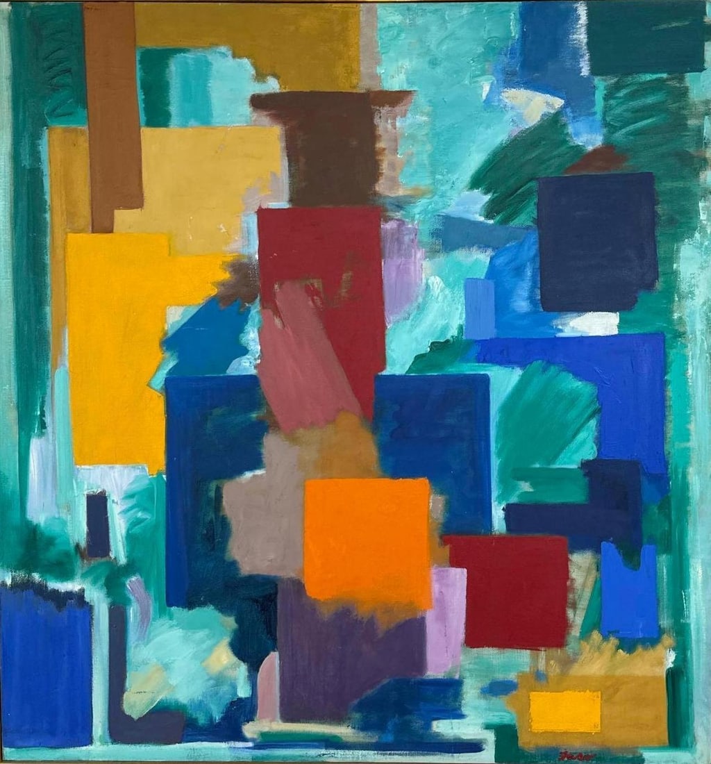 OIL ON CANVAS MODERN ABSTRACT BY FASO, "1968" (1 of 8)
