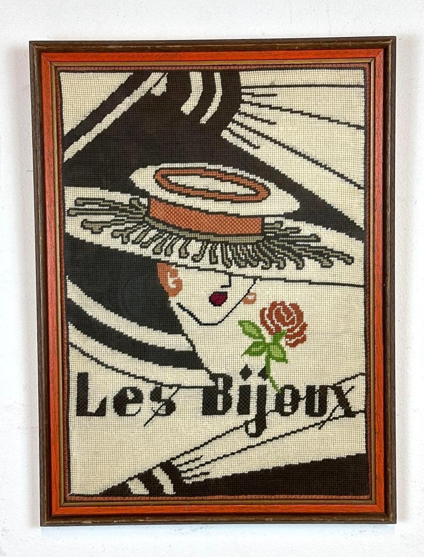 FRENCH ART DECO NEEDLEPOINT "LES BIJOUX" (1 of 5)