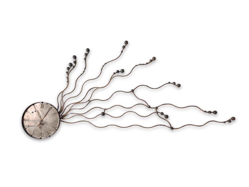 RARE LARGE BRASS CLOCK WALL SCULPTURE(GERMAN?) (1 of 13)