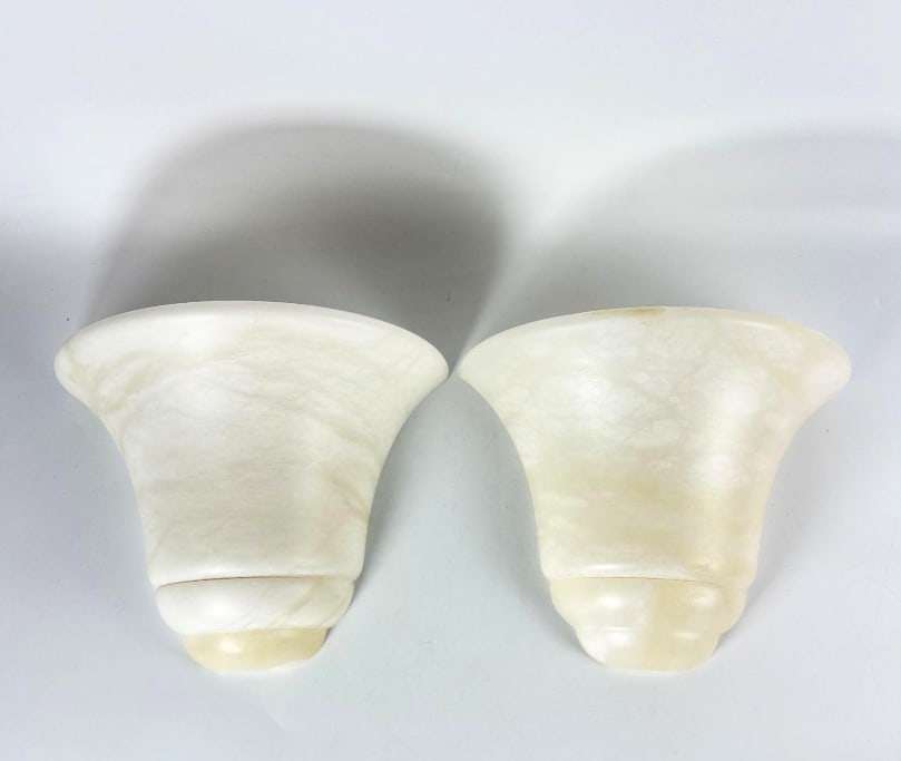 PAIR OF ALABASTER AND BRASS SCONCES (1 of 10)