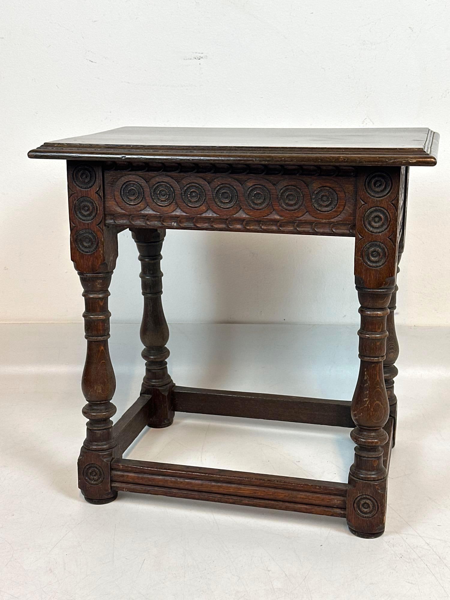 ENGLISH CARVED OAK JOINT STOOL (1 of 5)
