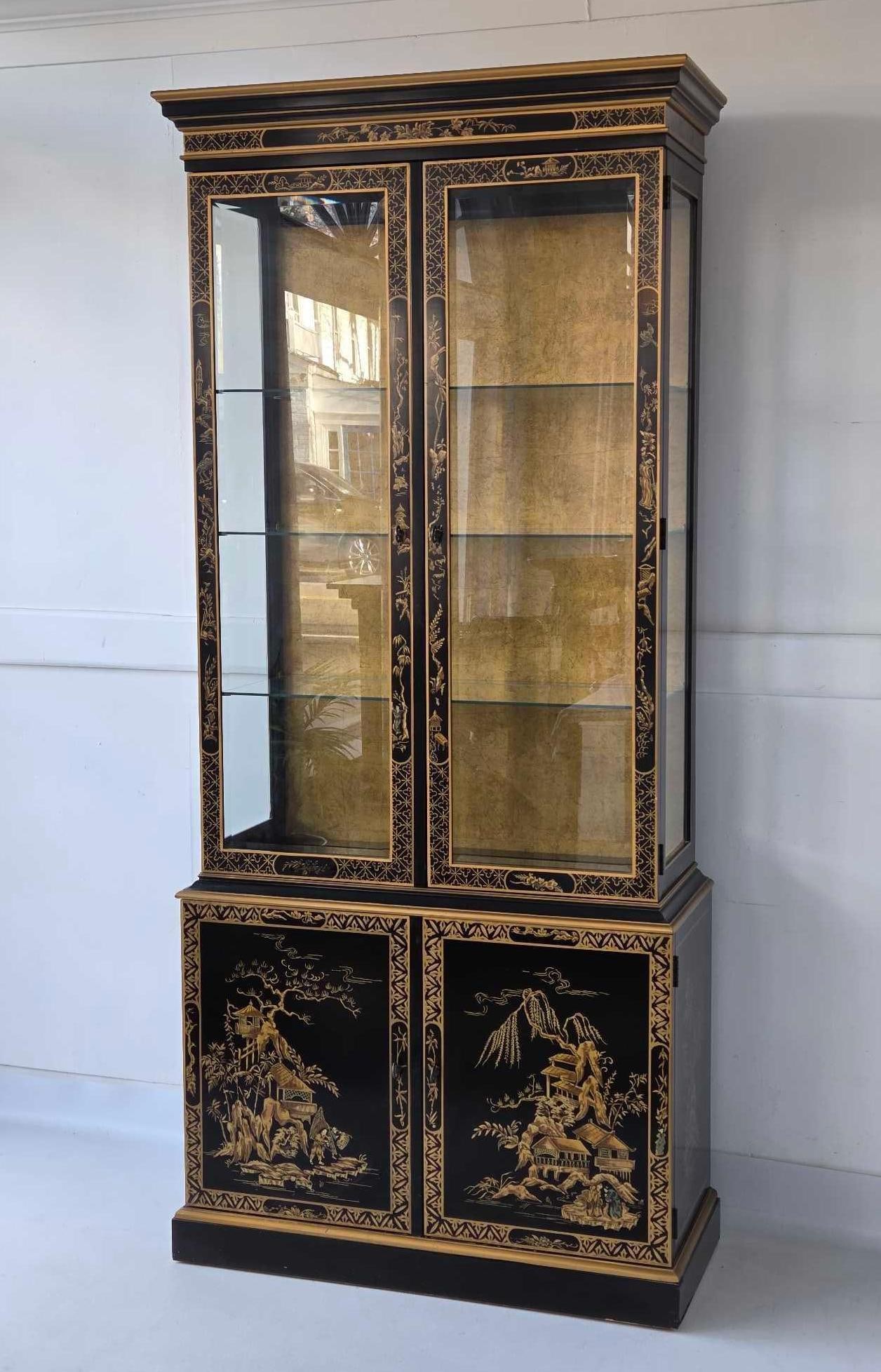 ET CETERA BY DREXEL VINTAGE CHOINOSERIE DECORATED VITRINE CABINET (1 of 19)