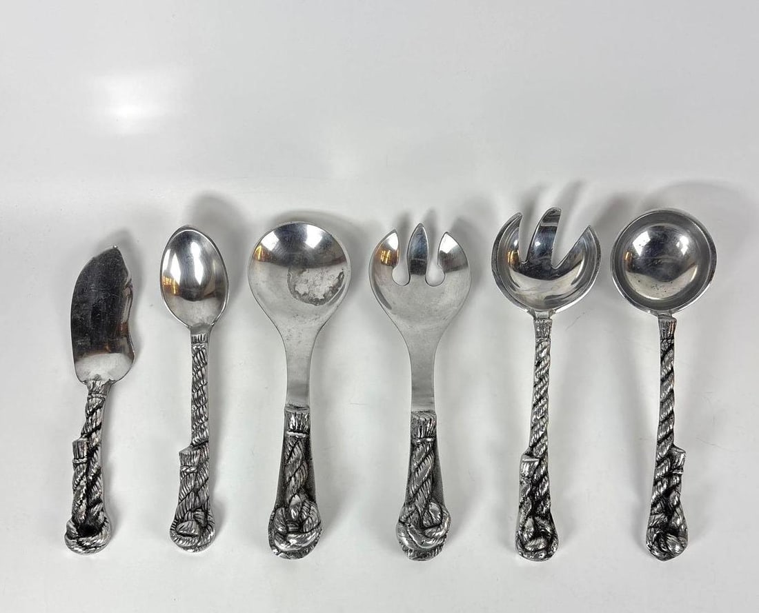 ITALIAN ROPE MOTIF SERVING FLATWARE LOT (1 of 3)
