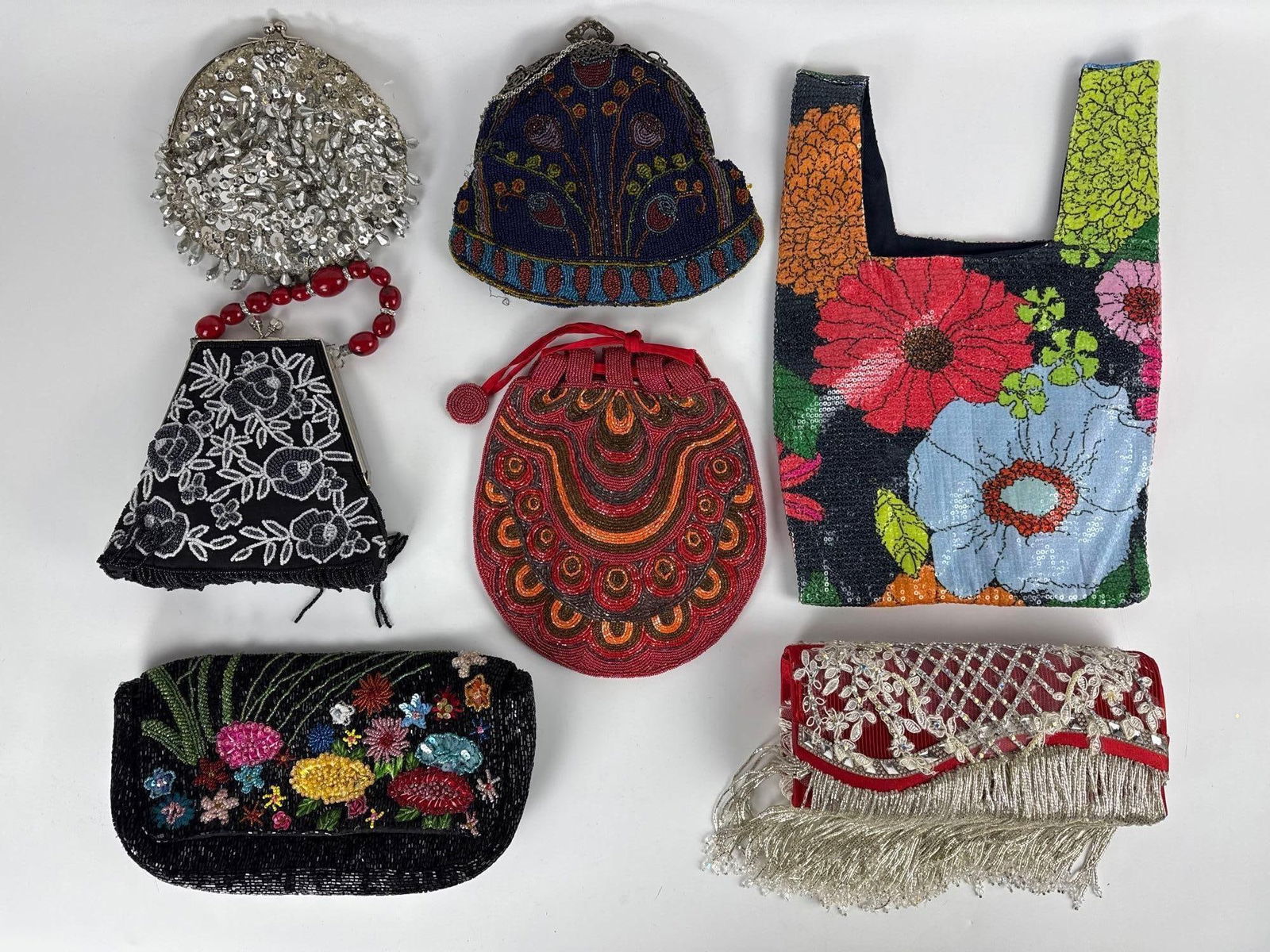 LARGE LOT 7 VINTAGE BEADED EVENING BAGS CLUTCHES INCL. LILY SCOTT AND BLOOMINGDALES (1 of 16)
