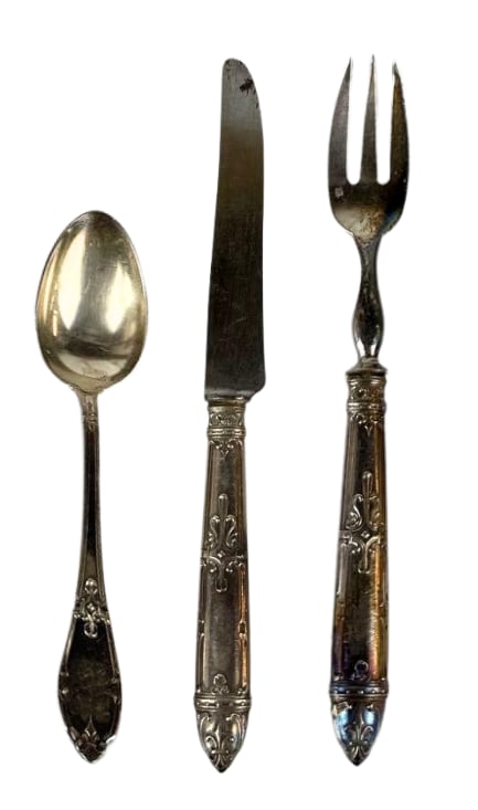 ANTIQUE 85 PC FRENCH STERLING SILVER FLATWARE SET SERVICE WARE (1 of 6)