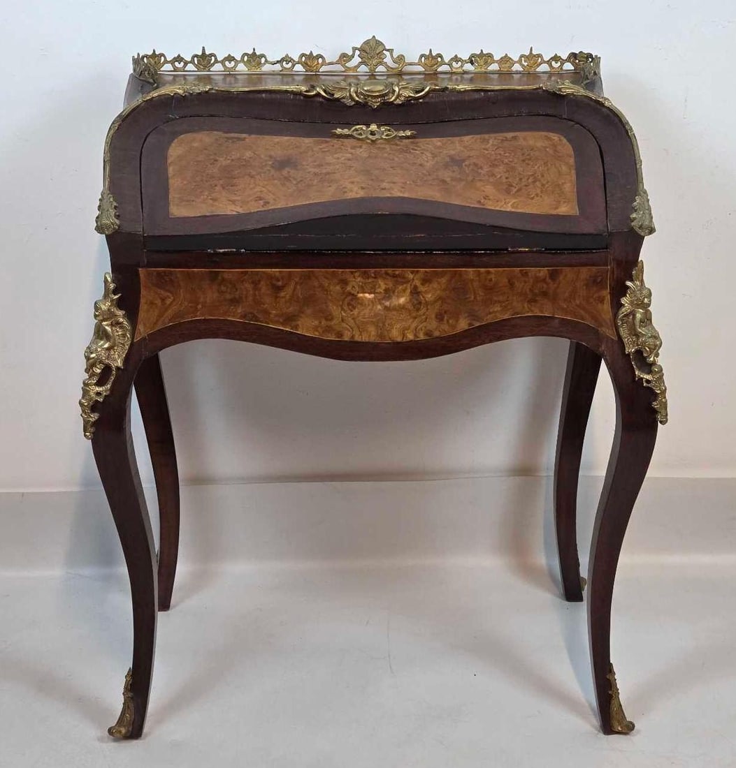 LOUIS XV STYLE BURLED WOOD INLAY BRONZE MOUNTED LADY'S DESK (1 of 19)