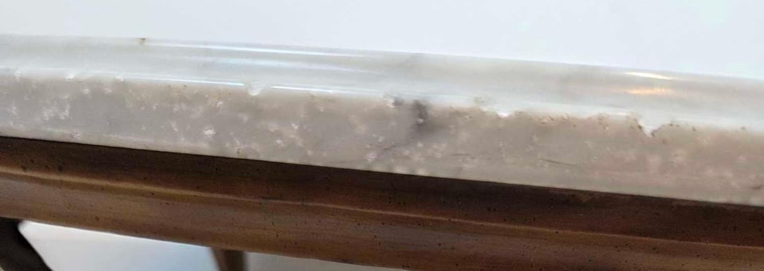 VINTAGE CIRCULAR WHITE CARRARA MARBLE TABLE TOP WITH BEVELED EDGE (1 of 4)