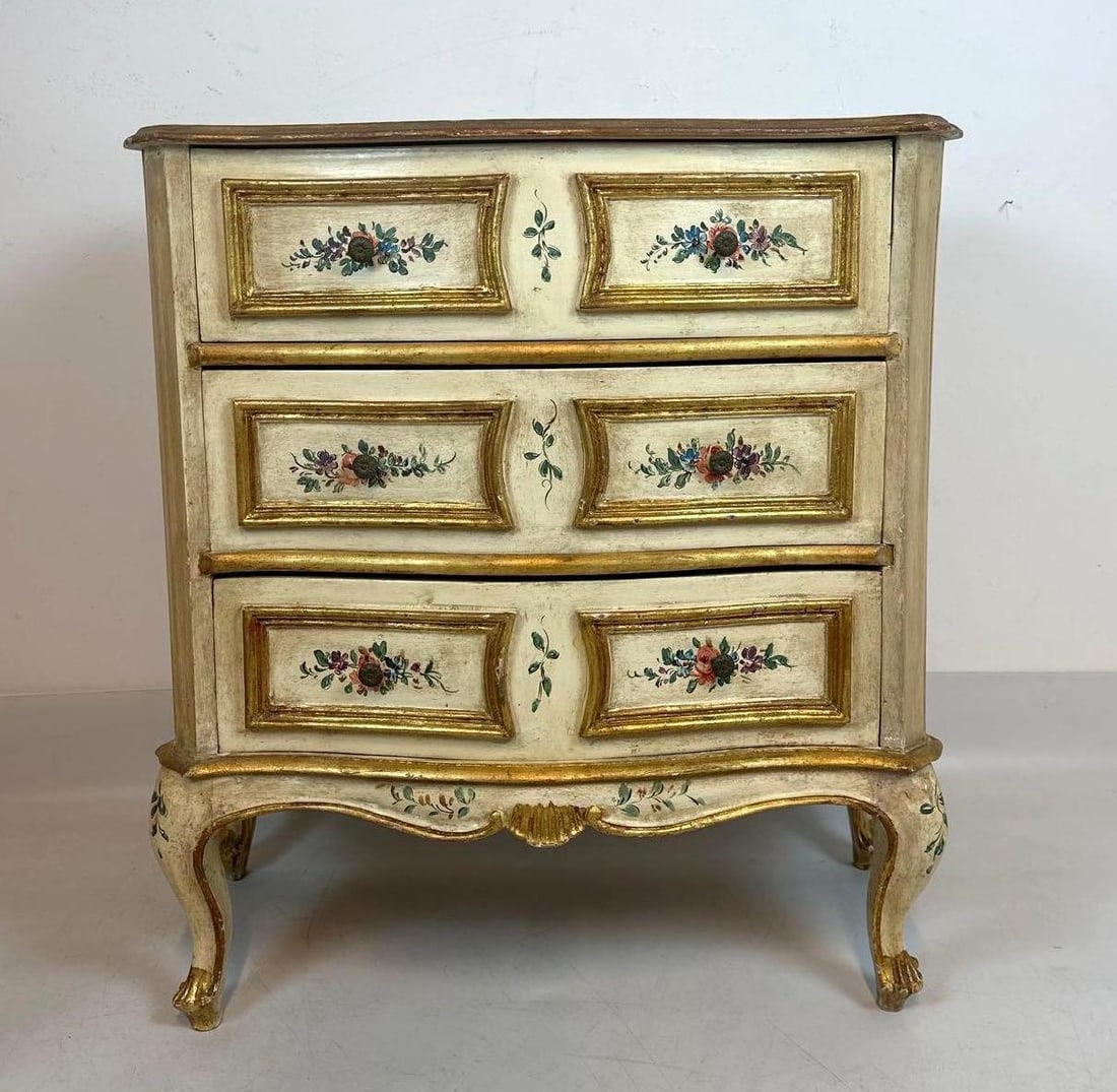 VENETIAN STYLE HAND PAINTED THREE DRAWER COMMODE (1 of 8)