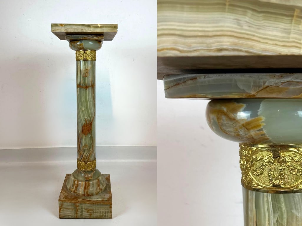LOUIS XVI STYLE ONYX & GILT BRONZE PEDESTAL (1 of 9)