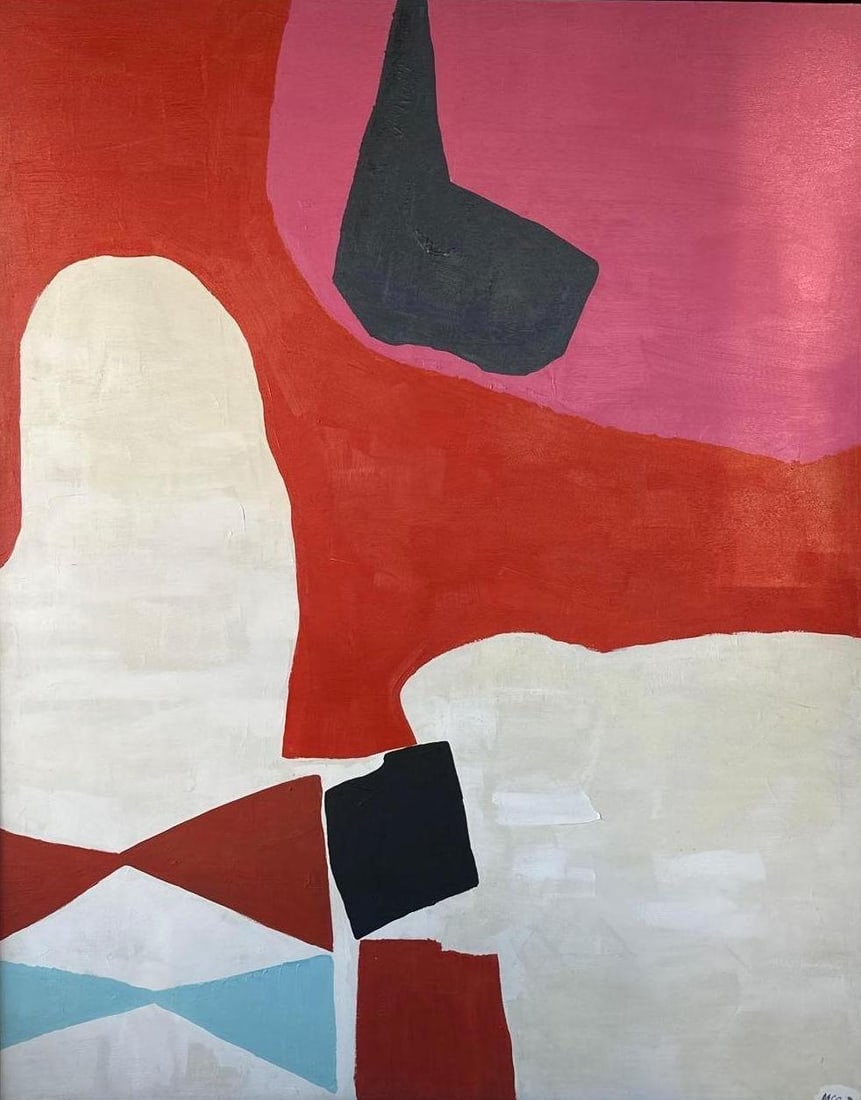 MCCAINE LARGE MID-CENTURY MODERN ABSTRACT OIL PAINTING (1 of 9)