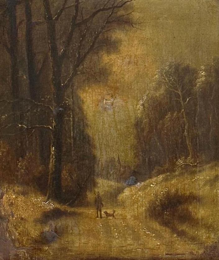 19TH C. EUROPEAN SCHOOL STYLE LANDSCAPE SIGNED M. MONTAGUE (1 of 9)