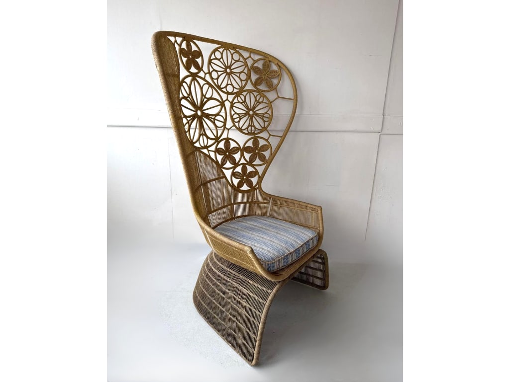 B&B ITALIA CRINOLINE HIGH BACK OUTDOOR ARMCHAIR BY PATRICIA URQUIOLA NATURAL (1 of 8)