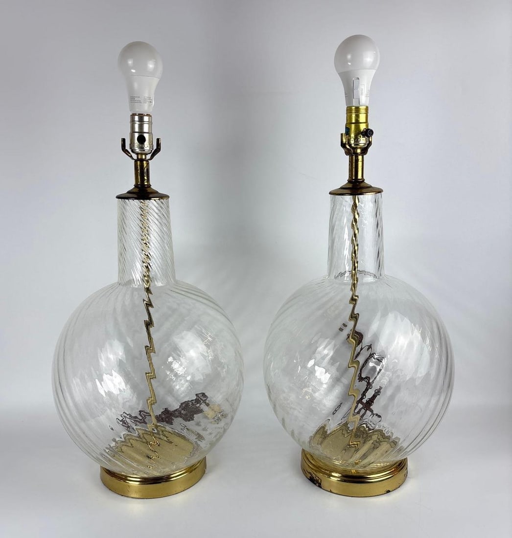 MURANO SWIRL GLASS TABLE LAMPS (PAIR) (1 of 7)