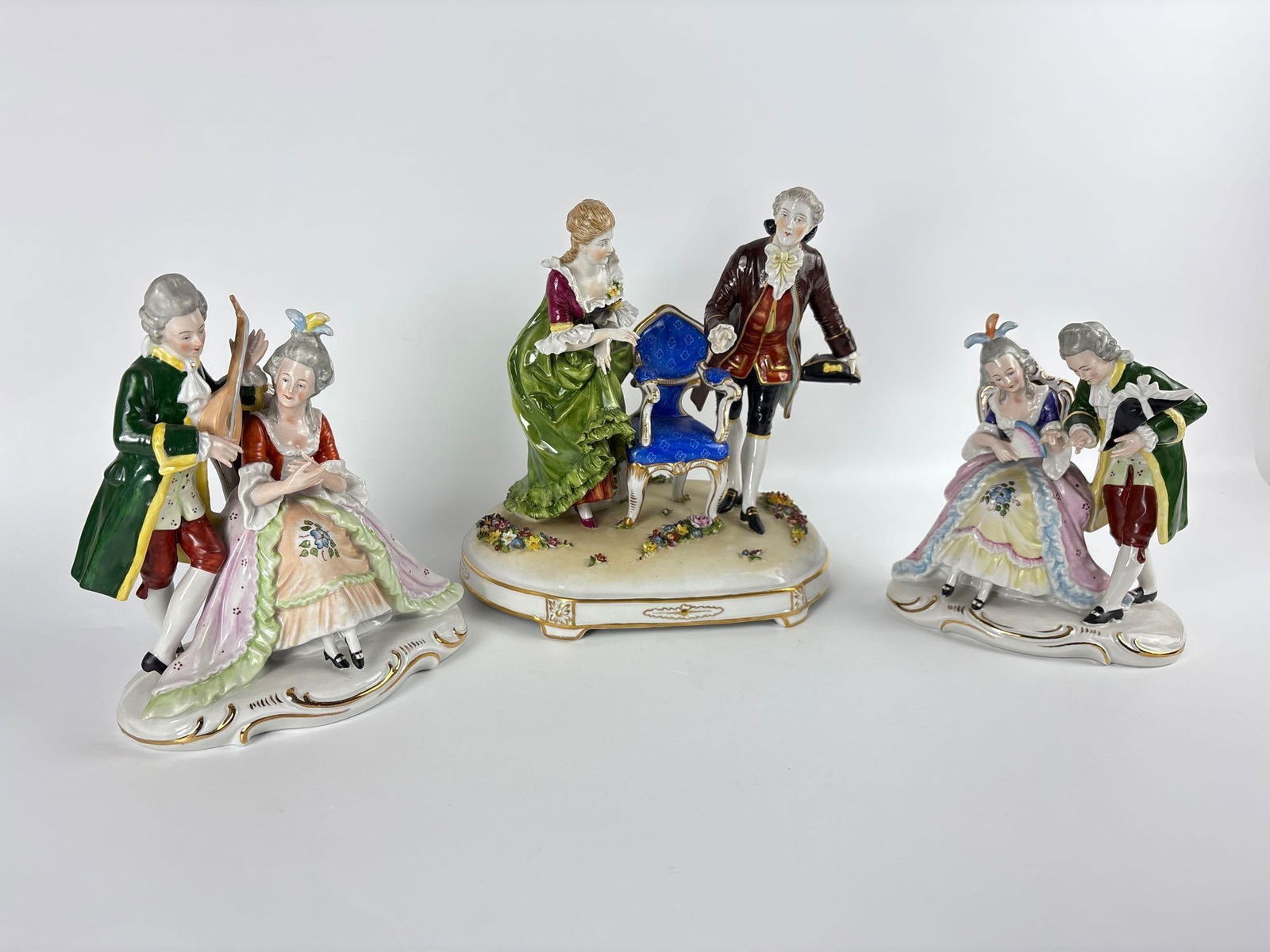 TRIO OF DRESDEN GERMAN PORCELAIN FIGURINES (1 of 11)