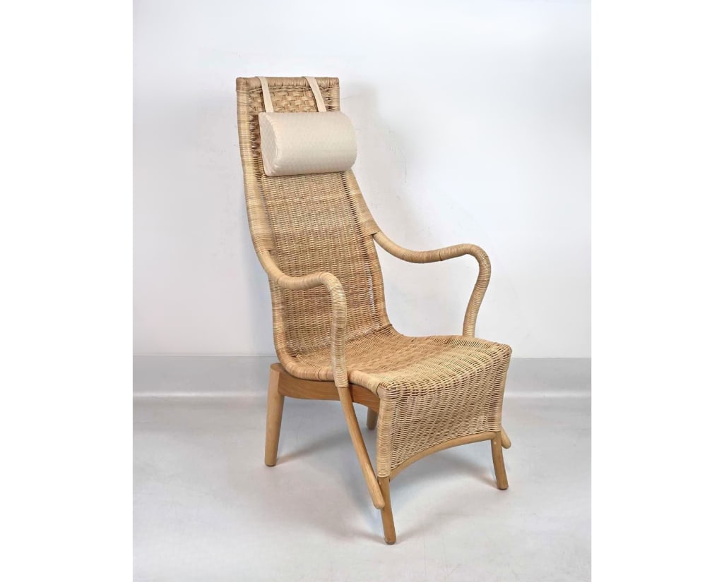 VINTAGE BIRCH BENTWOOD AND WOVEN RATTAN ARM CHAIR (1 of 12)