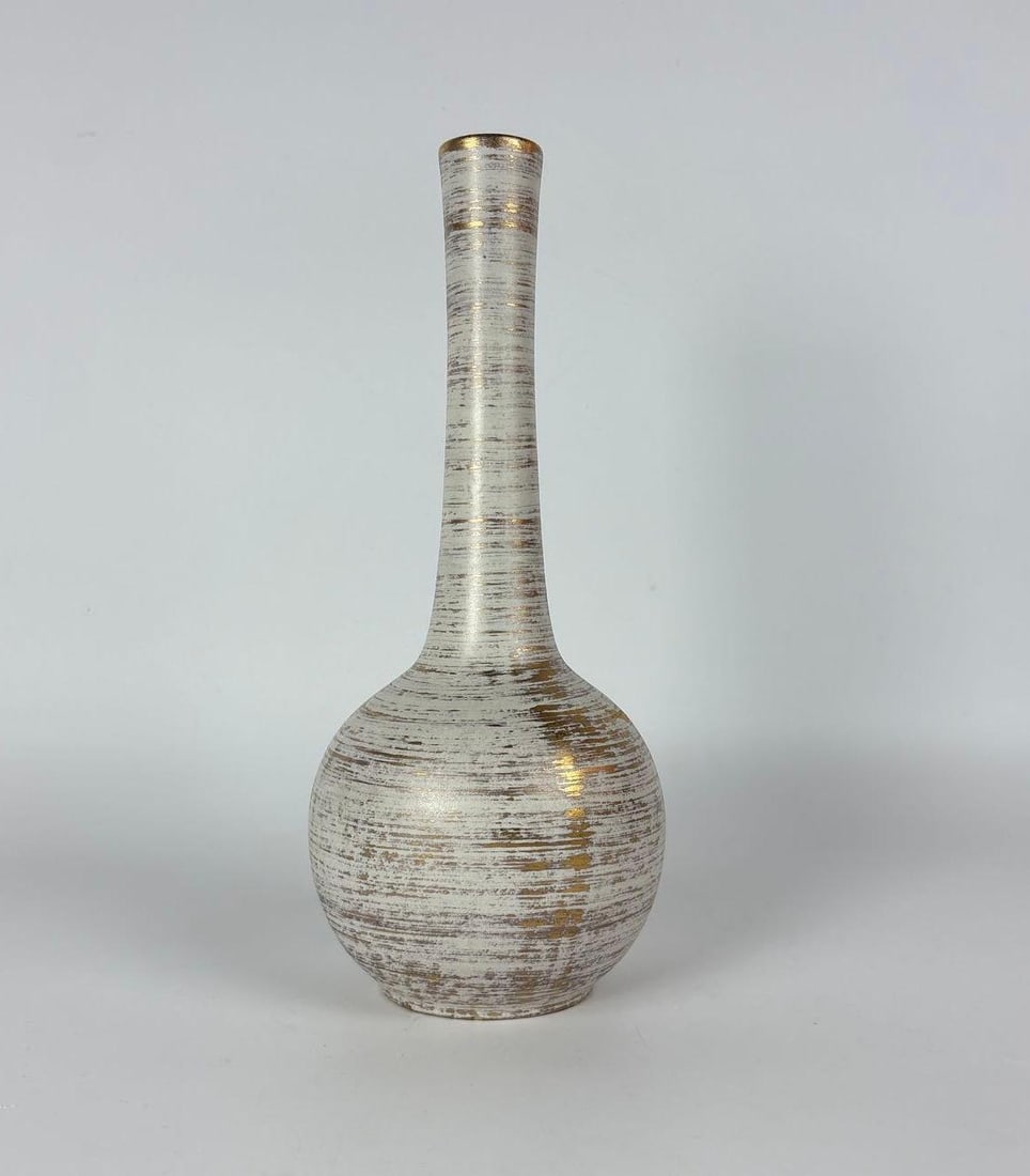 VINTAGE MCM HOLLYWOOD REGENCY ROYAL HAEGER TWEED 22K GOLD BUD VASE (1 of 5)