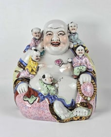 PORCELAIN CHINESE LAUGHING BUDDHA PROSPERITY BANK