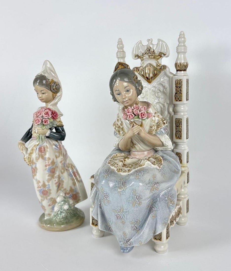 LLADRO RETIRED FIGURINES #1304 "VALENCIAN GIRL" & #5127 "GIRL SITTING" (1 of 9)