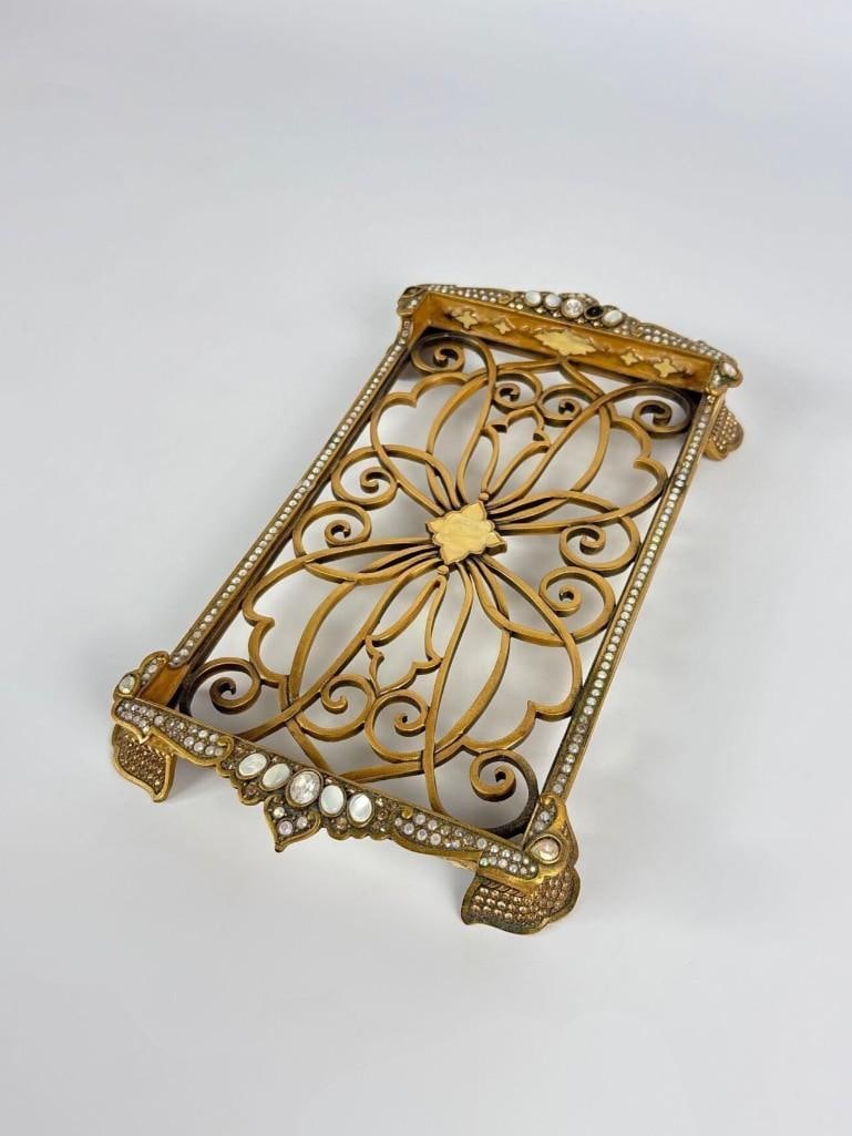 JAY STRONGWATER BRONZE TRAY NAPKIN TOWEL HOLDER WITH SWAROVSKI CRYSTALS (1 of 8)