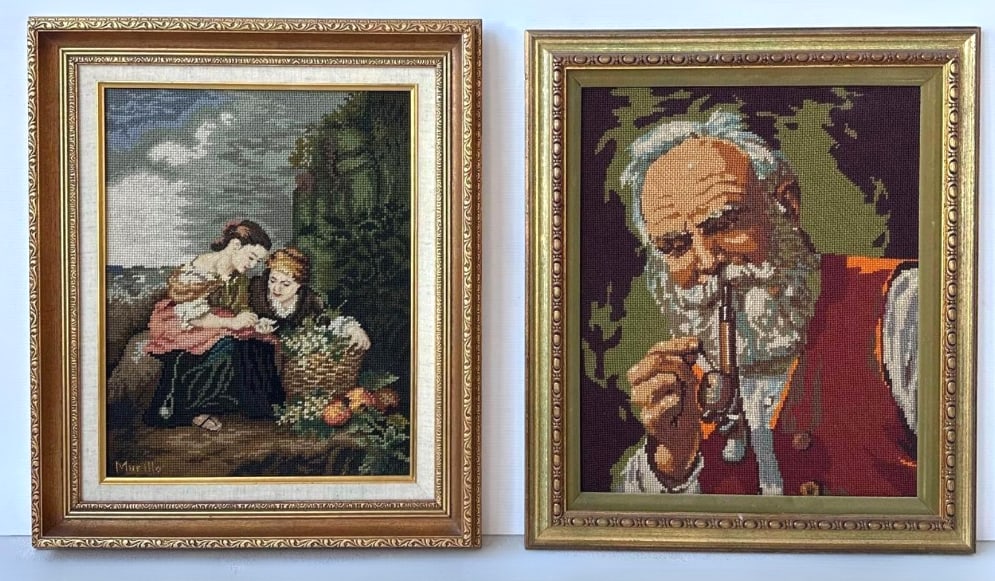 PAIR OF VINTAGE FRAMED NEEDLEPOINTS (1 of 12)