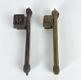 2 ANTIQUE OTTOMAN BRASS, SILVERED PEN BOXES