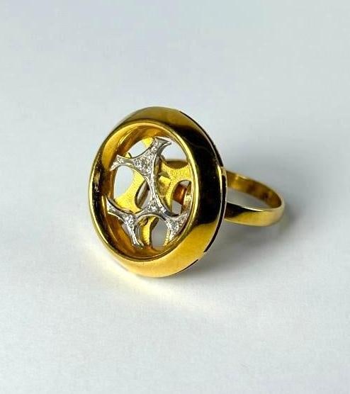 VINTAGE ITALIAN 18K YELLOW GOLD & DIAMOND COCKTAIL RING (1 of 5)