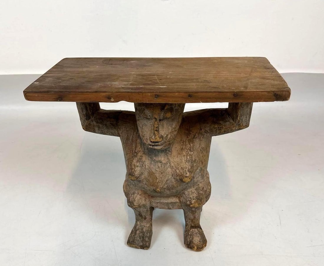 AFRICAN CARVED FIGURAL LUBA PRESTIGE STOOL (1 of 7)