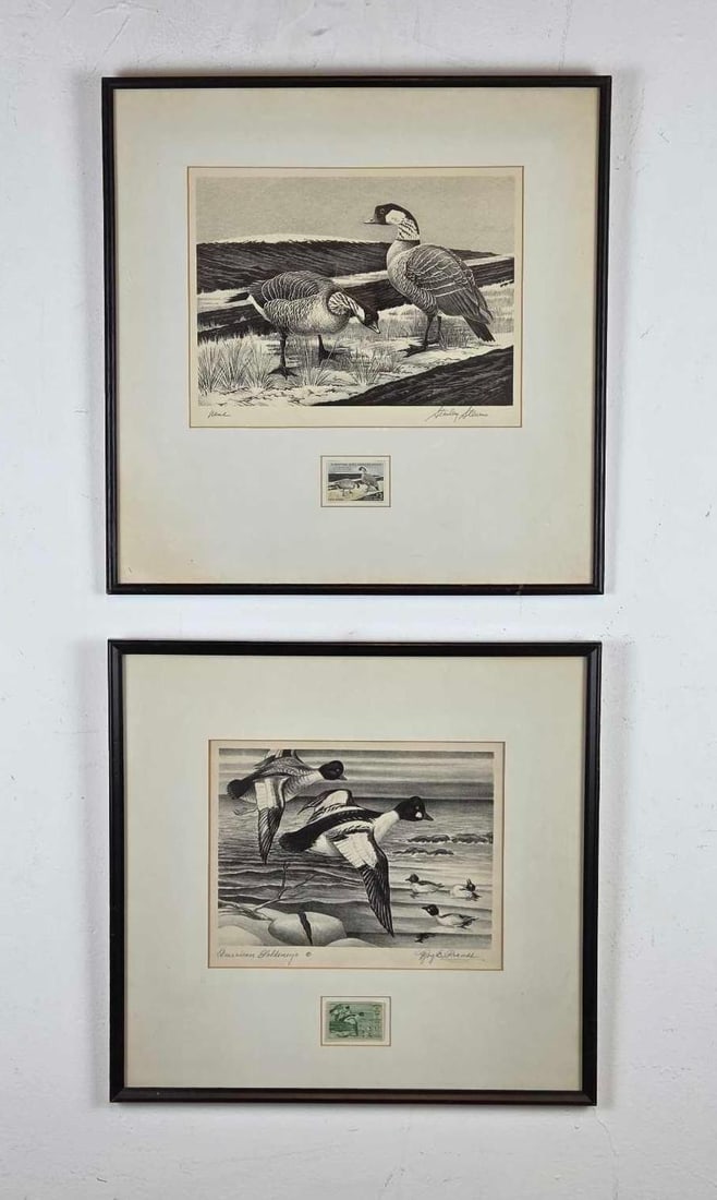 PAIR OF FEDERAL DUCK STAMP ART PIECES SIGNED STANLEY STEARNS AND NENE (1 of 11)