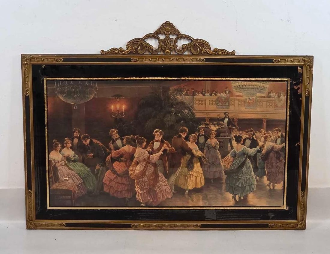 LARGE FRAMED HISTORICAL BALLROOM SCENE PRINT (1 of 10)